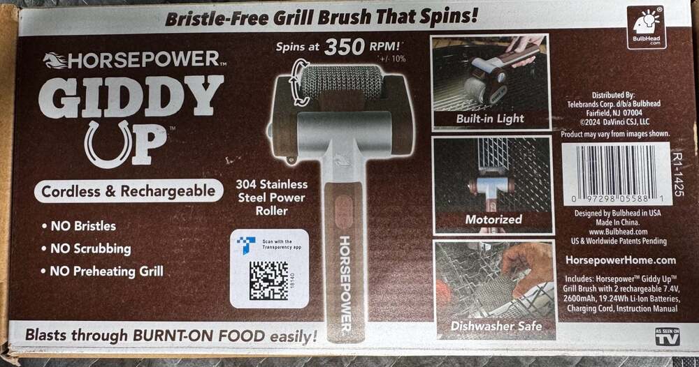 Horsepower Giddy Up Cordless Rechargeable Bristle-Free Grill Brush